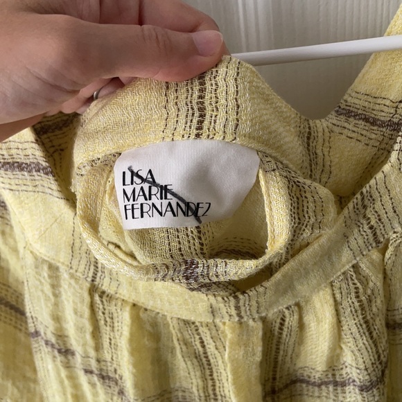 LISA MARIE FERNANDEZ Gathered Checked Linen-Blend Gauze Dress 2 - Picture 7 of 14